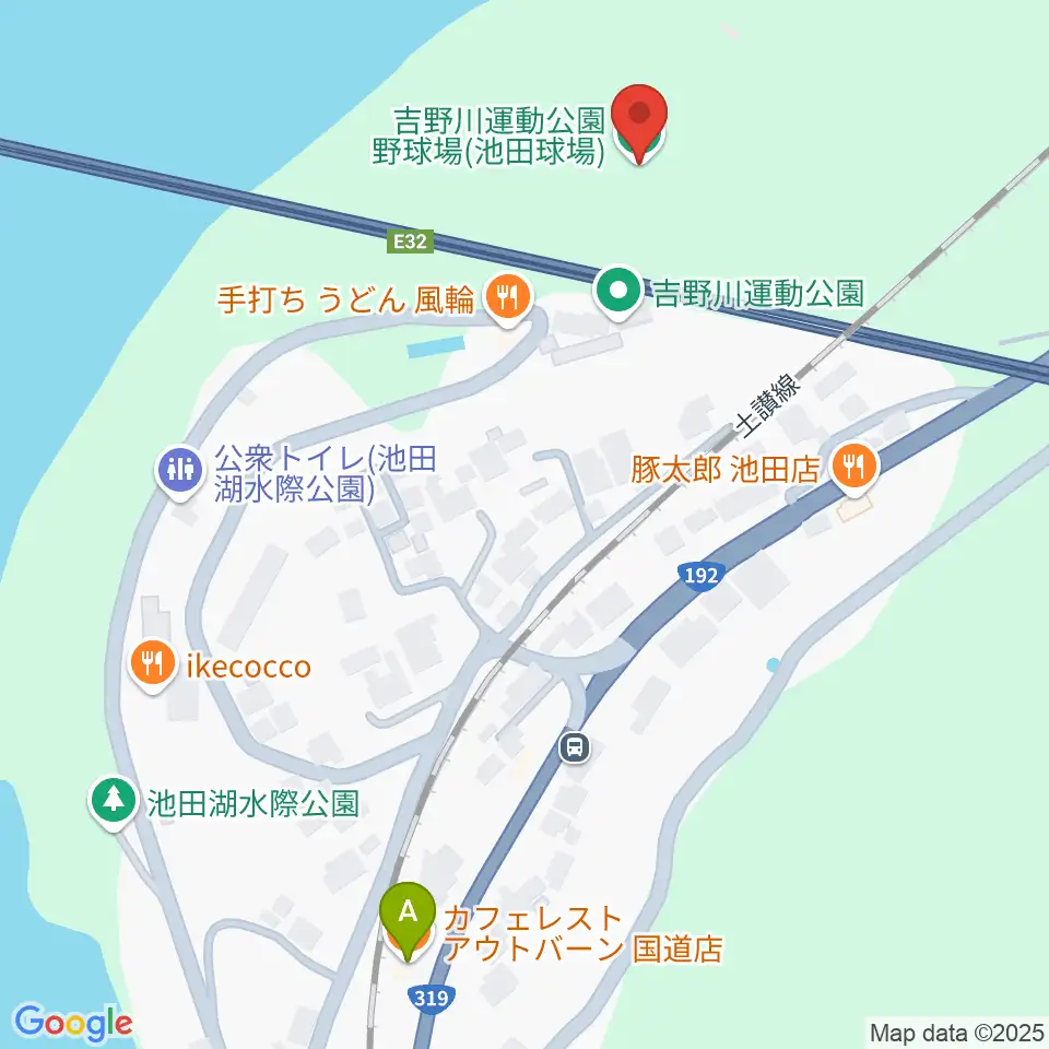 三好市吉野川運動公園野球場周辺のカフェ一覧地図