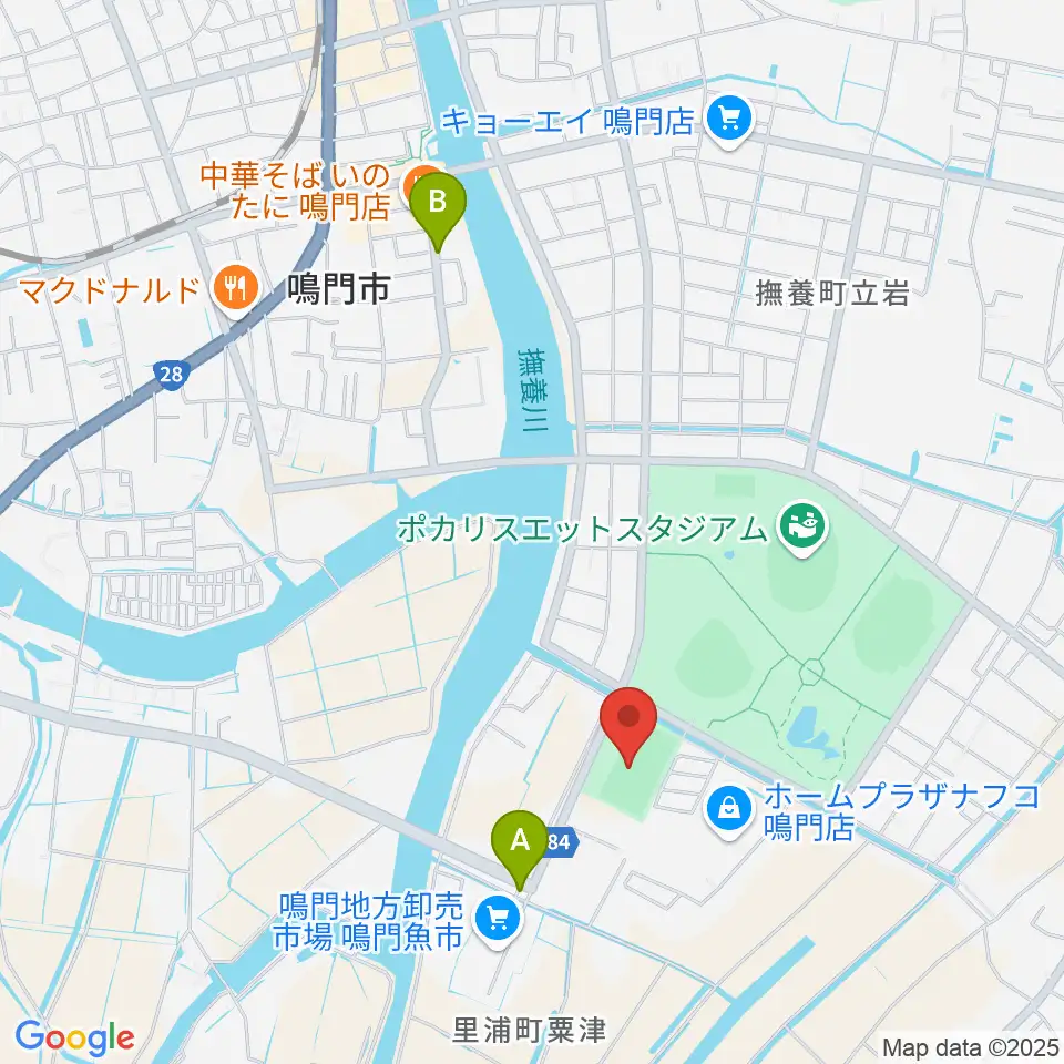鳴門・大塚スポーツパーク球技場周辺のカフェ一覧地図