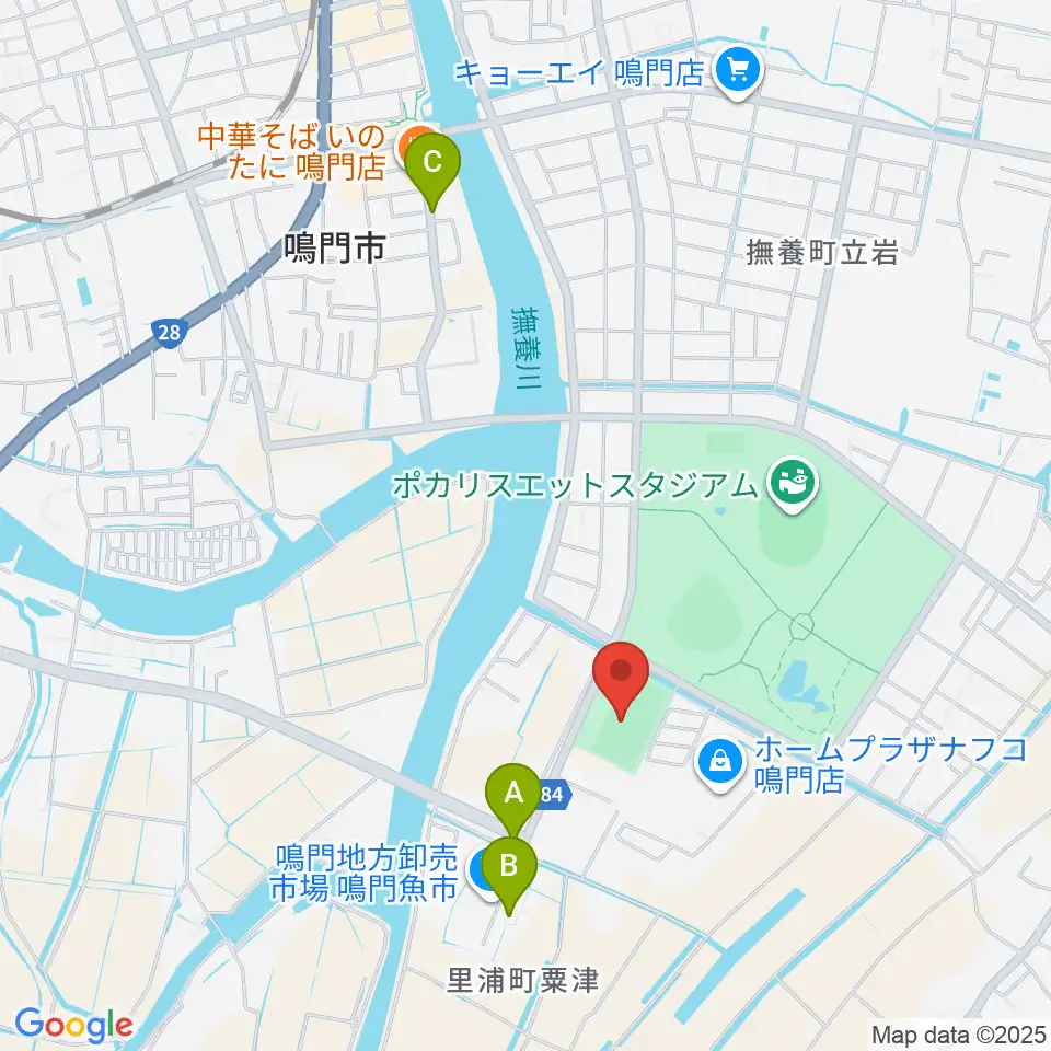 鳴門・大塚スポーツパーク球技場周辺のカフェ一覧地図