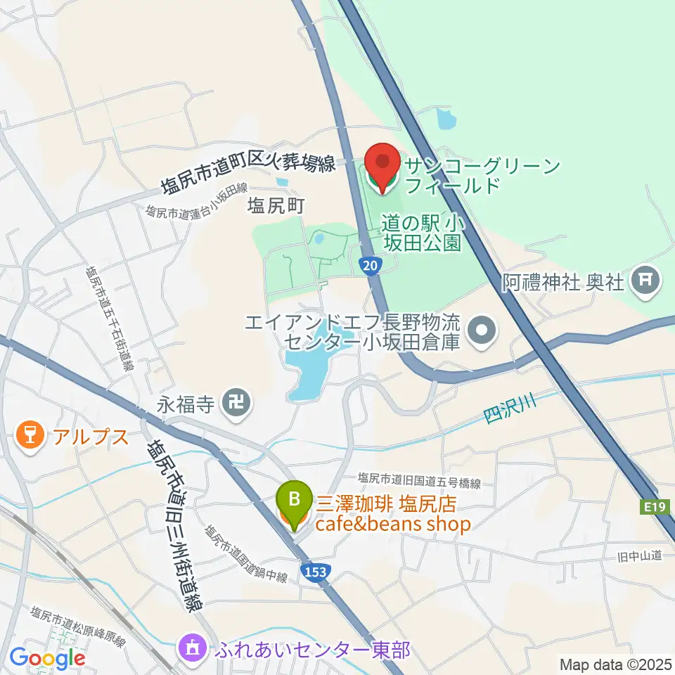サンコーグリーンフィールド周辺のカフェ一覧地図