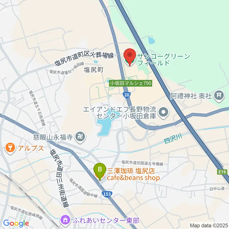 サンコーグリーンフィールド周辺のカフェ一覧地図