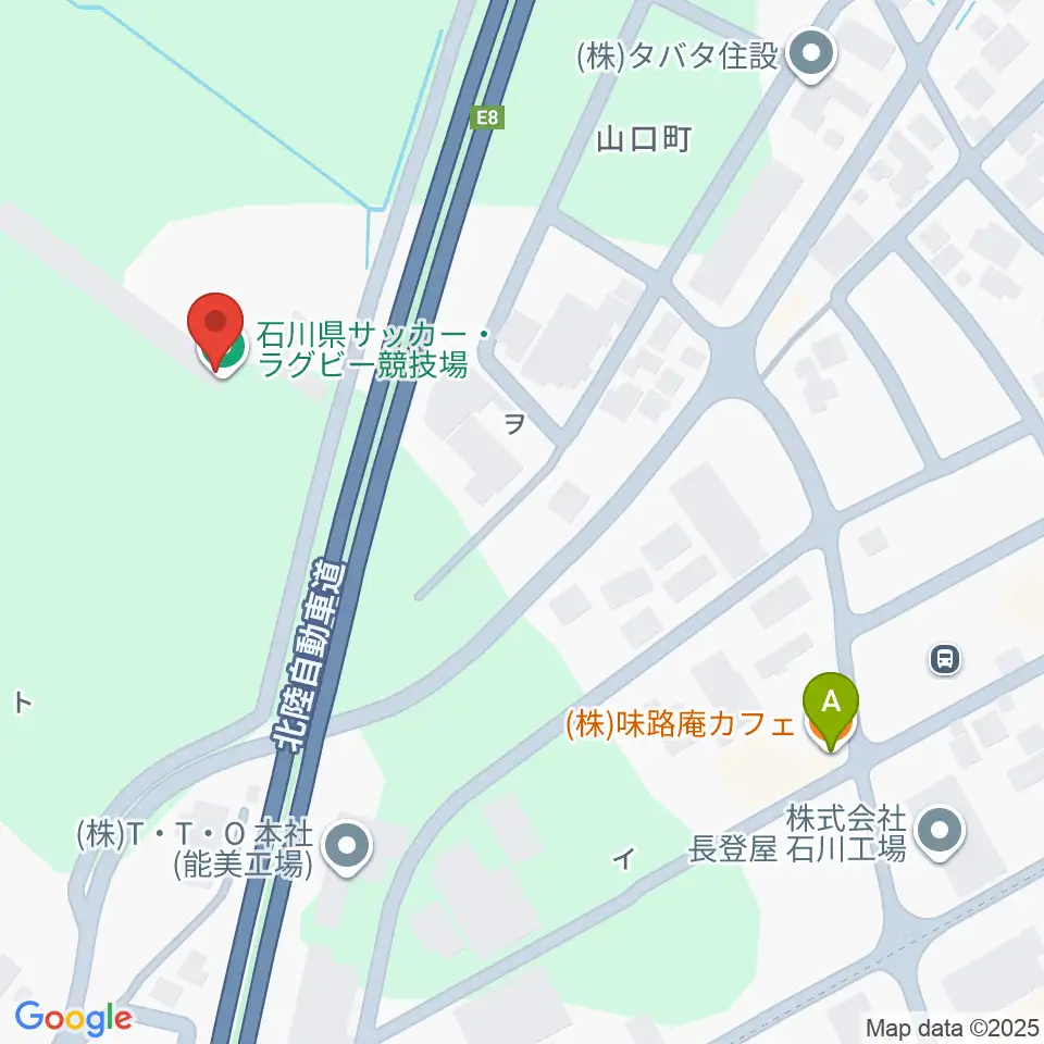石川県サッカー・ラグビー競技場周辺のカフェ一覧地図