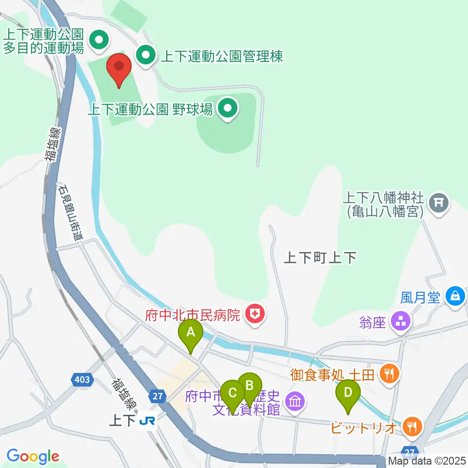 TTCスポーツパーク上下人工芝グラウンド周辺のカフェ一覧地図