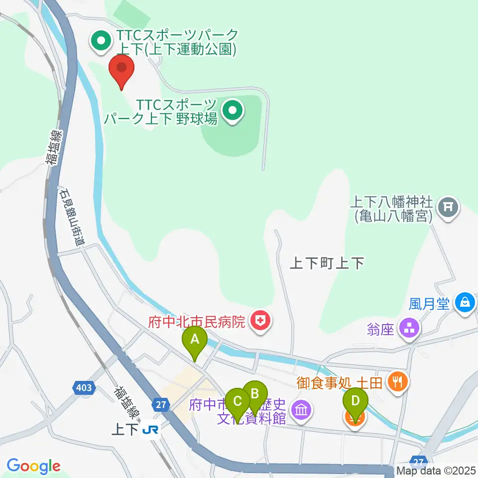 TTCスポーツパーク上下人工芝グラウンド周辺のカフェ一覧地図