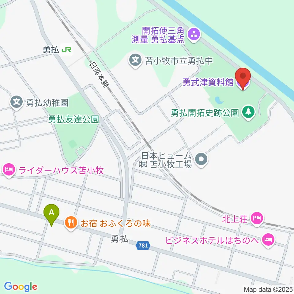 勇武津資料館周辺のカフェ一覧地図
