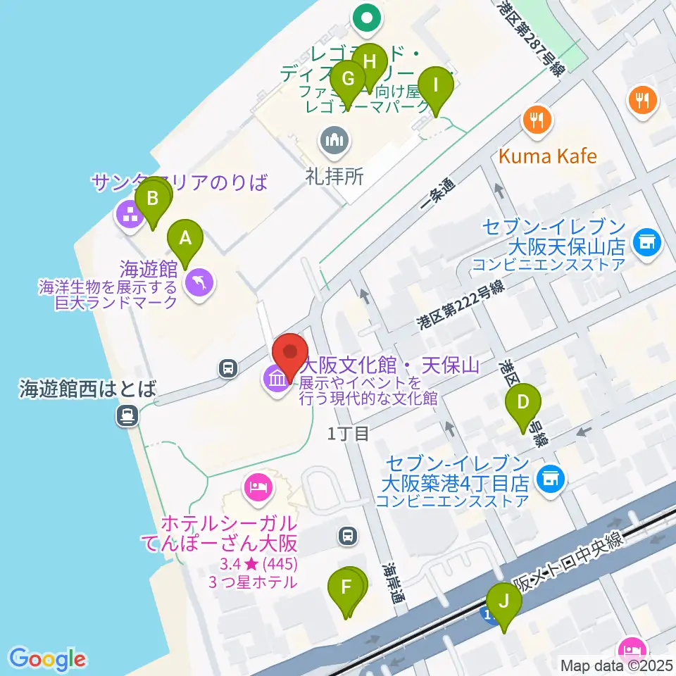 テンポハーバーシアター周辺のカフェ一覧地図