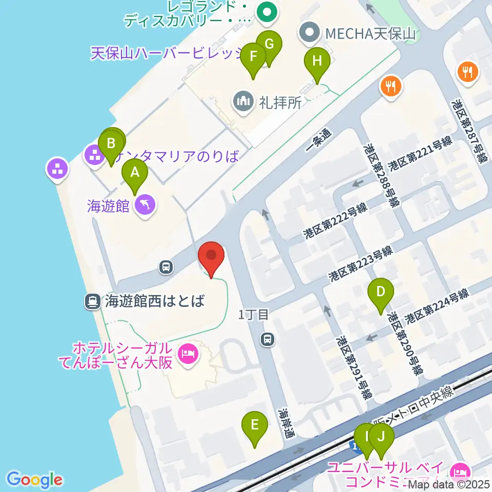 テンポハーバーシアター周辺のカフェ一覧地図