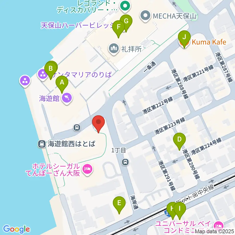 テンポハーバーシアター周辺のカフェ一覧地図