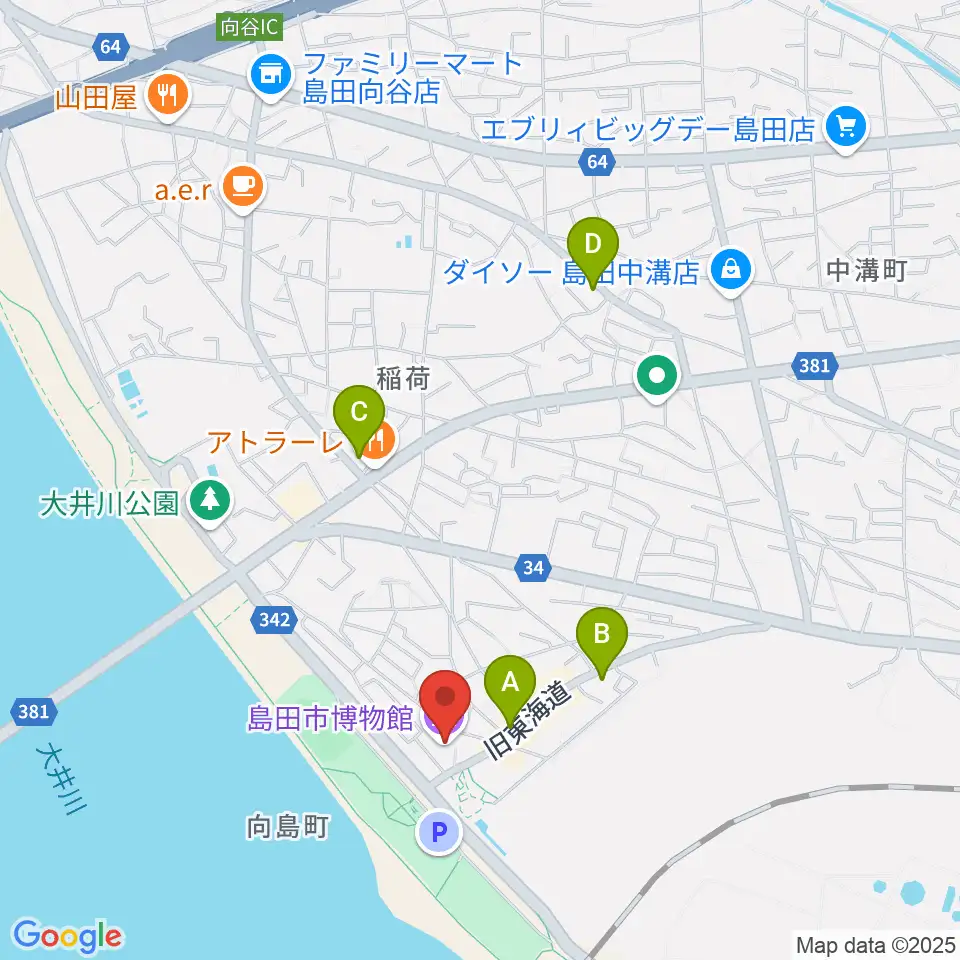 島田市博物館周辺のカフェ一覧地図