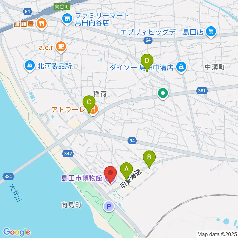 島田市博物館周辺のカフェ一覧地図