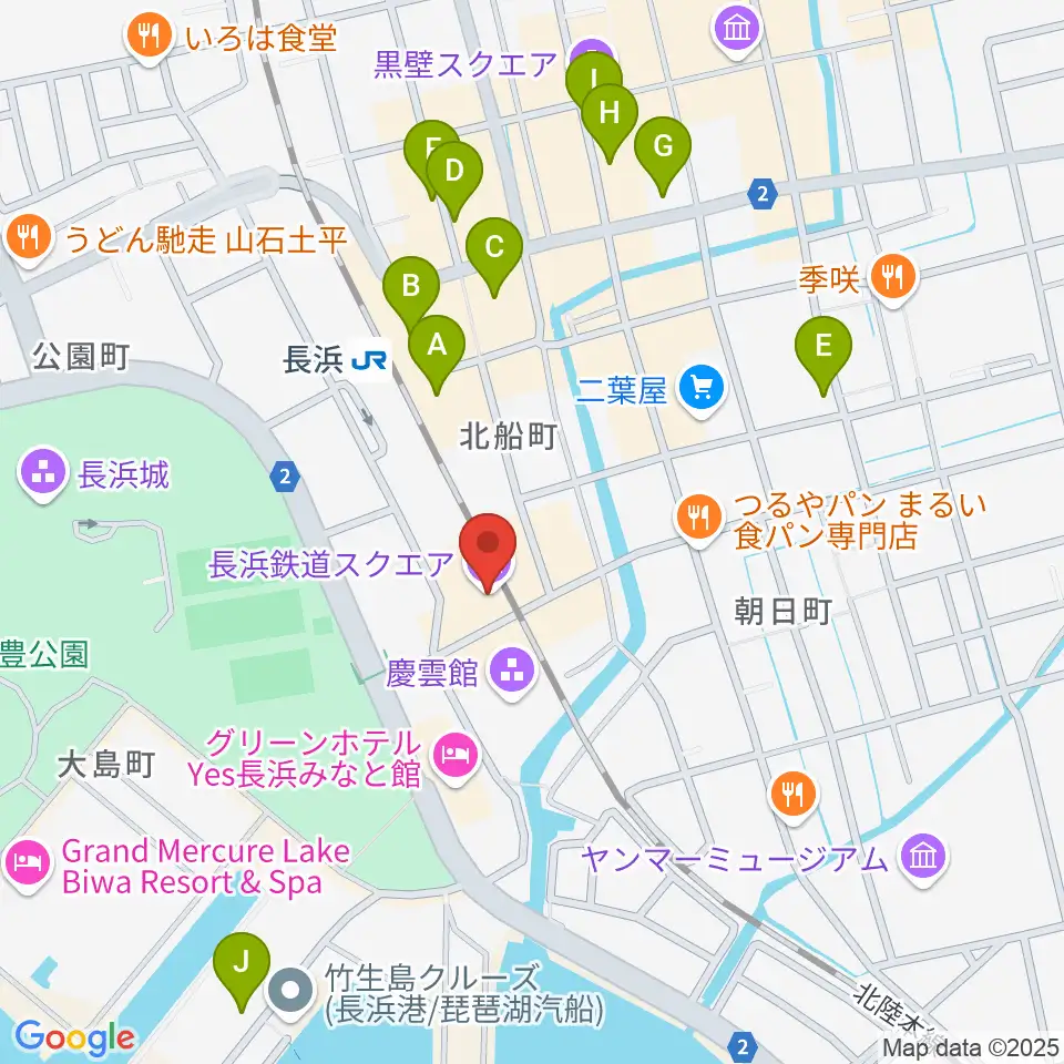 長浜鉄道スクエア周辺のカフェ一覧地図