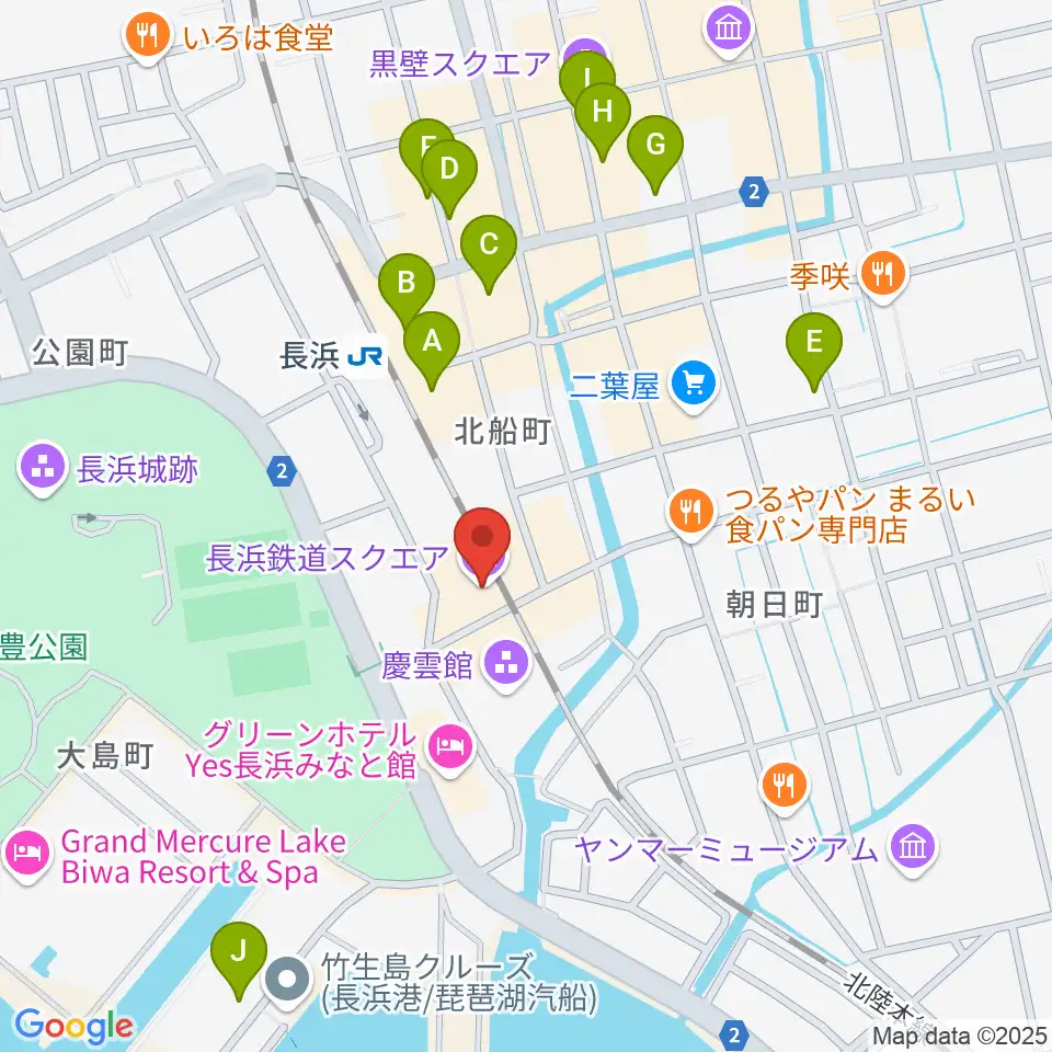 長浜鉄道スクエア周辺のカフェ一覧地図