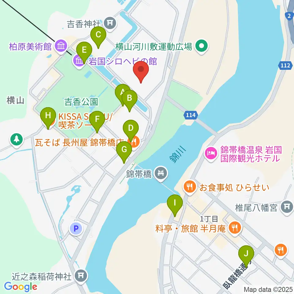 吉川史料館周辺のカフェ一覧地図
