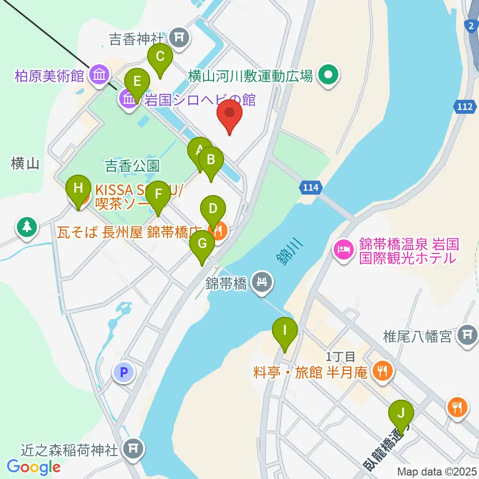 吉川史料館周辺のカフェ一覧地図