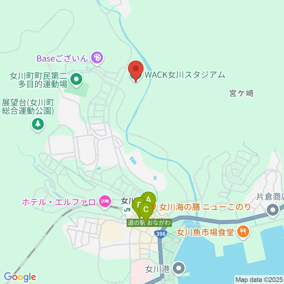 WACK女川スタジアム周辺のカフェ一覧地図