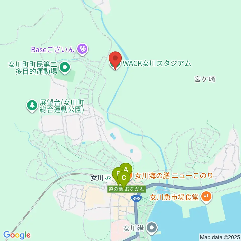 WACK女川スタジアム周辺のカフェ一覧地図