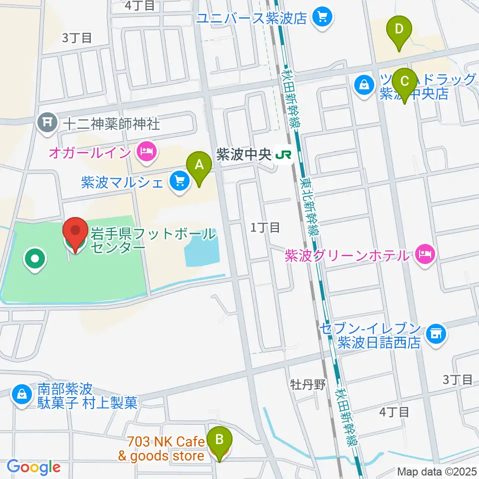 岩手県フットボールセンター周辺のカフェ一覧地図