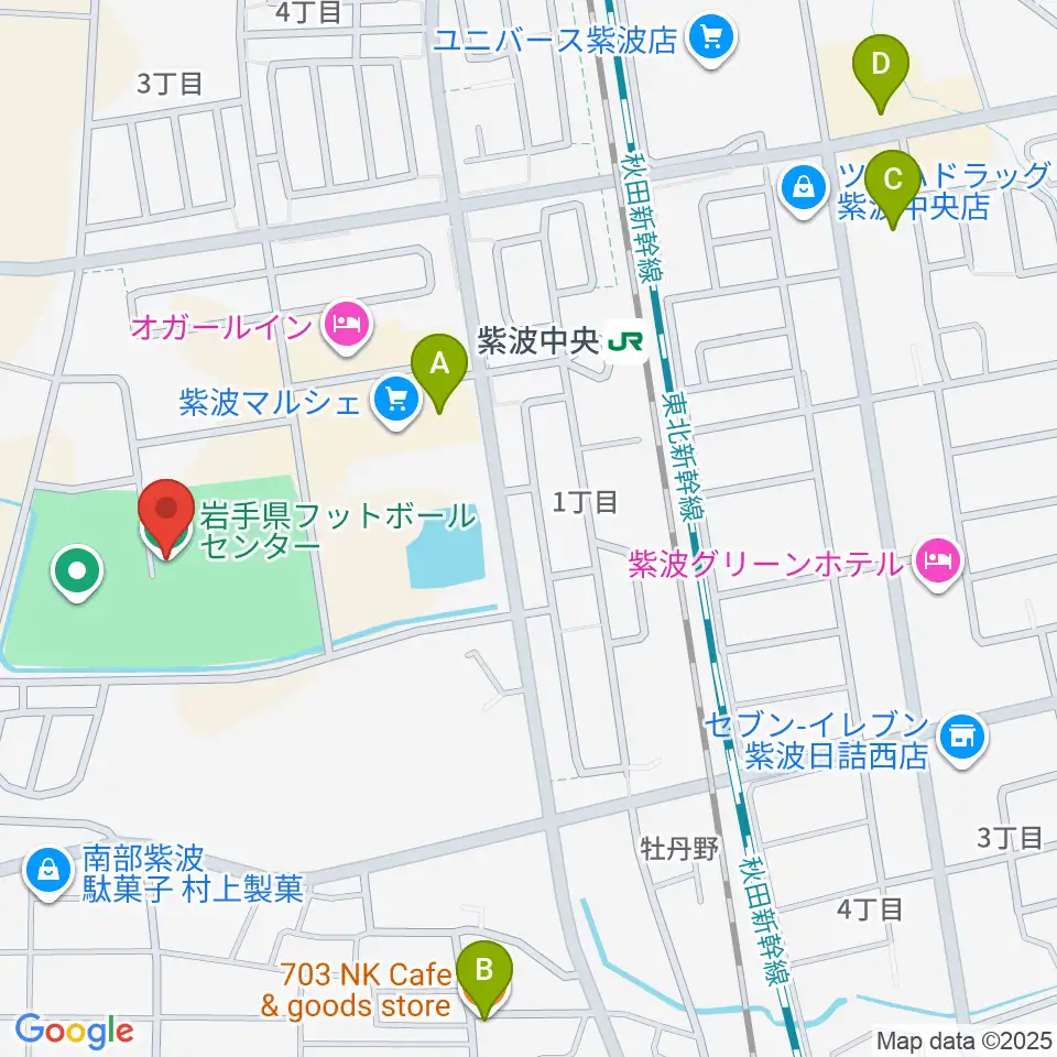 岩手県フットボールセンター周辺のカフェ一覧地図