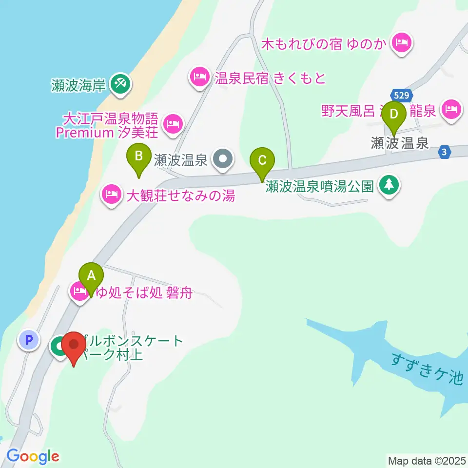 ブルボンスケートパーク村上周辺のカフェ一覧地図