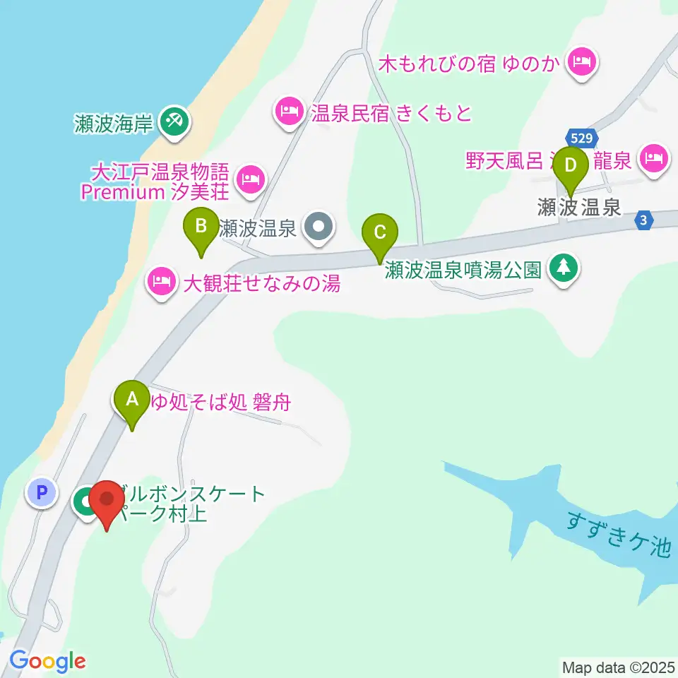 ブルボンスケートパーク村上周辺のカフェ一覧地図