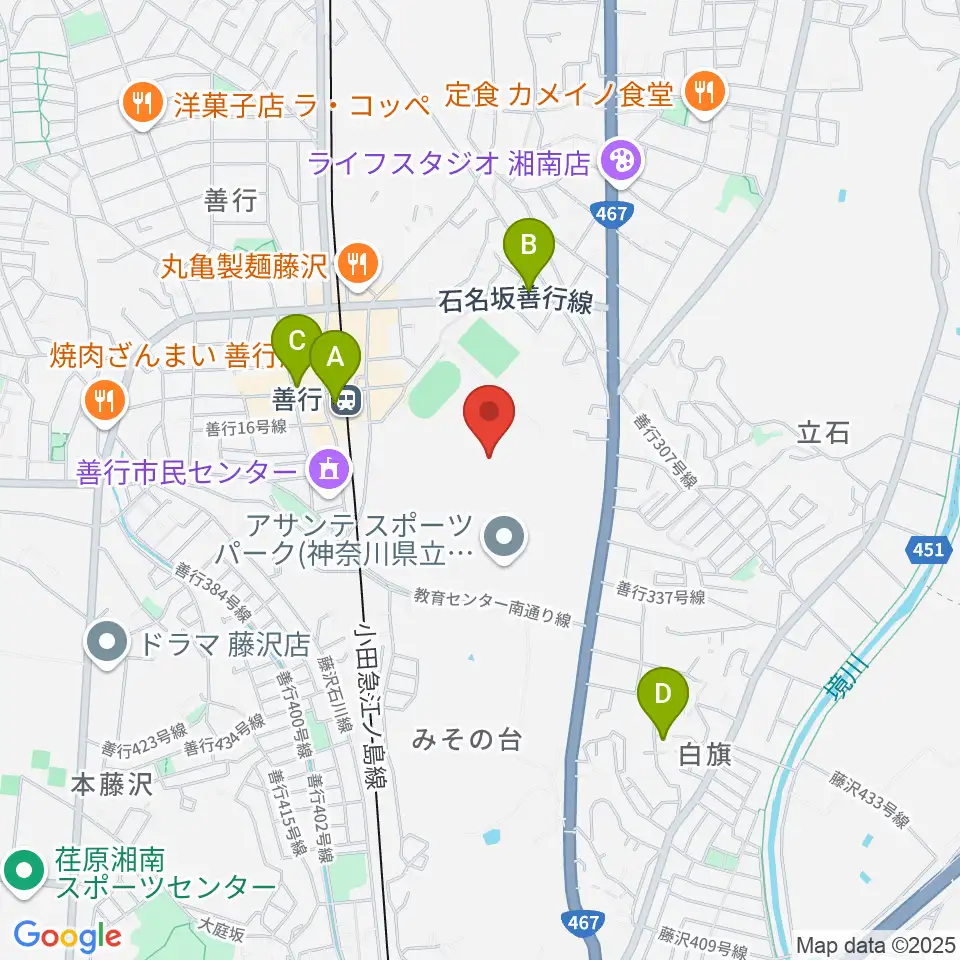 アサンテスポーツパーク陸上競技場周辺のカフェ一覧地図