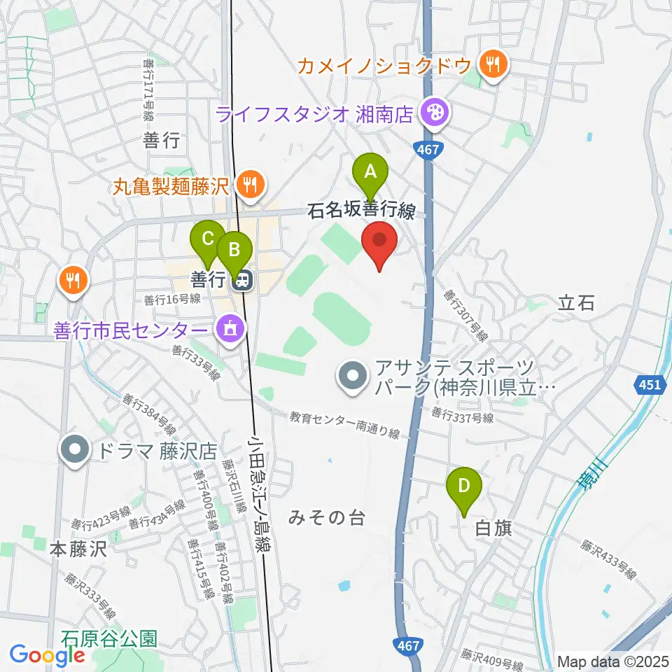 アサンテスポーツパーク球技場周辺のカフェ一覧地図