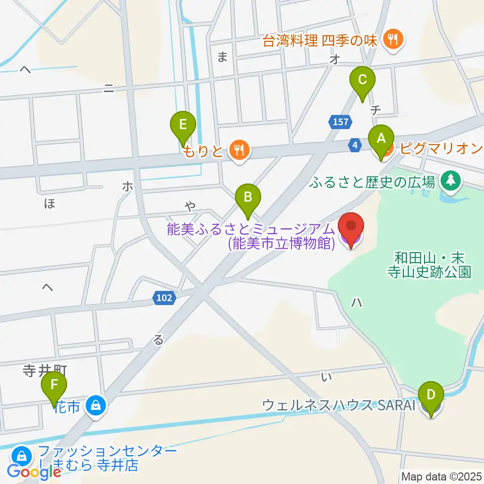 能美ふるさとミュージアム周辺のカフェ一覧地図