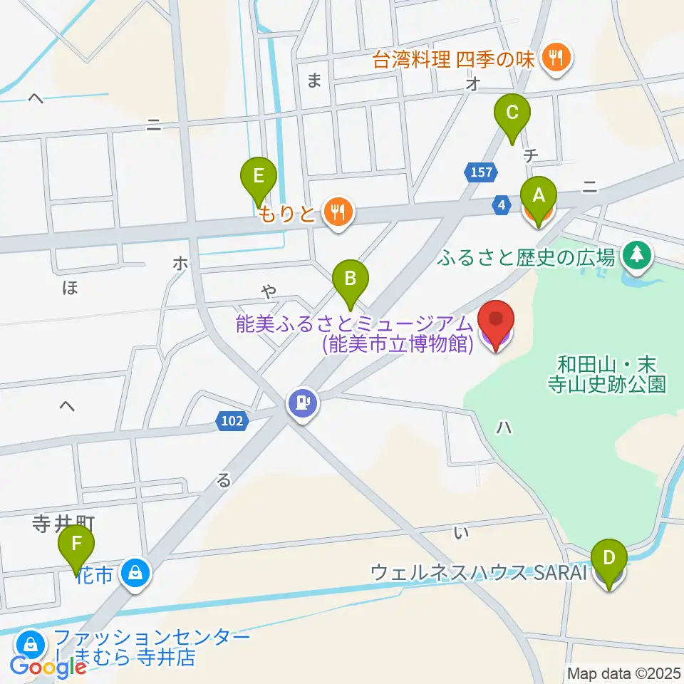 能美ふるさとミュージアム周辺のカフェ一覧地図
