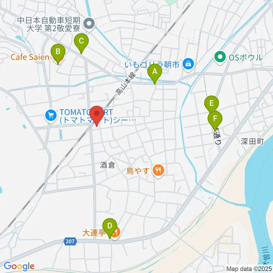 テクノラインホール周辺のカフェ一覧地図