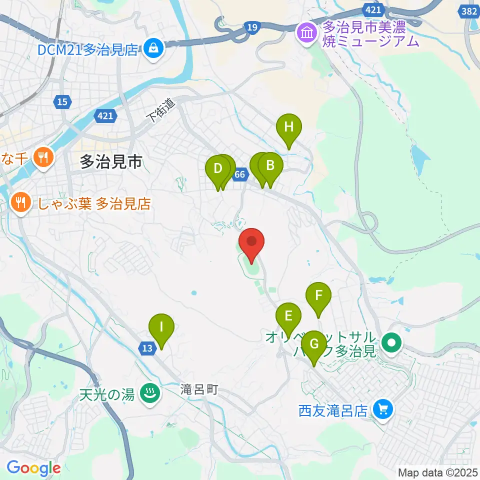 TYK競技場周辺のカフェ一覧地図
