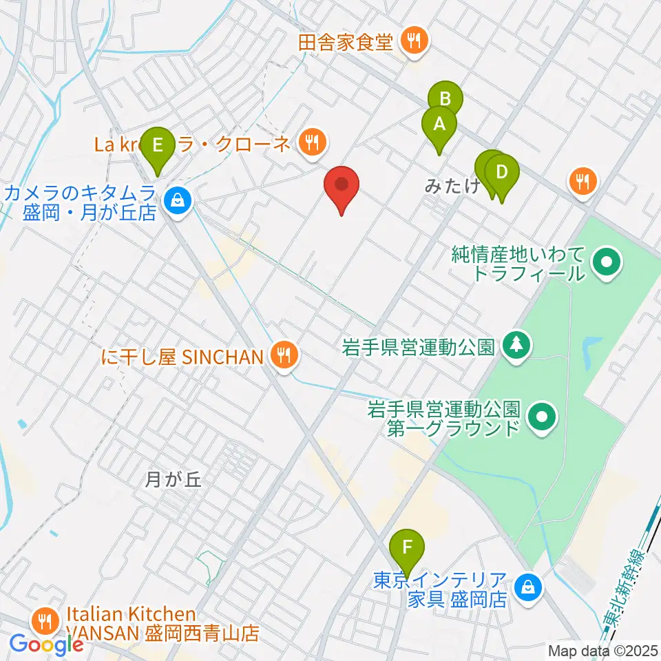 フジスイアイスリンクいわて周辺のカフェ一覧地図