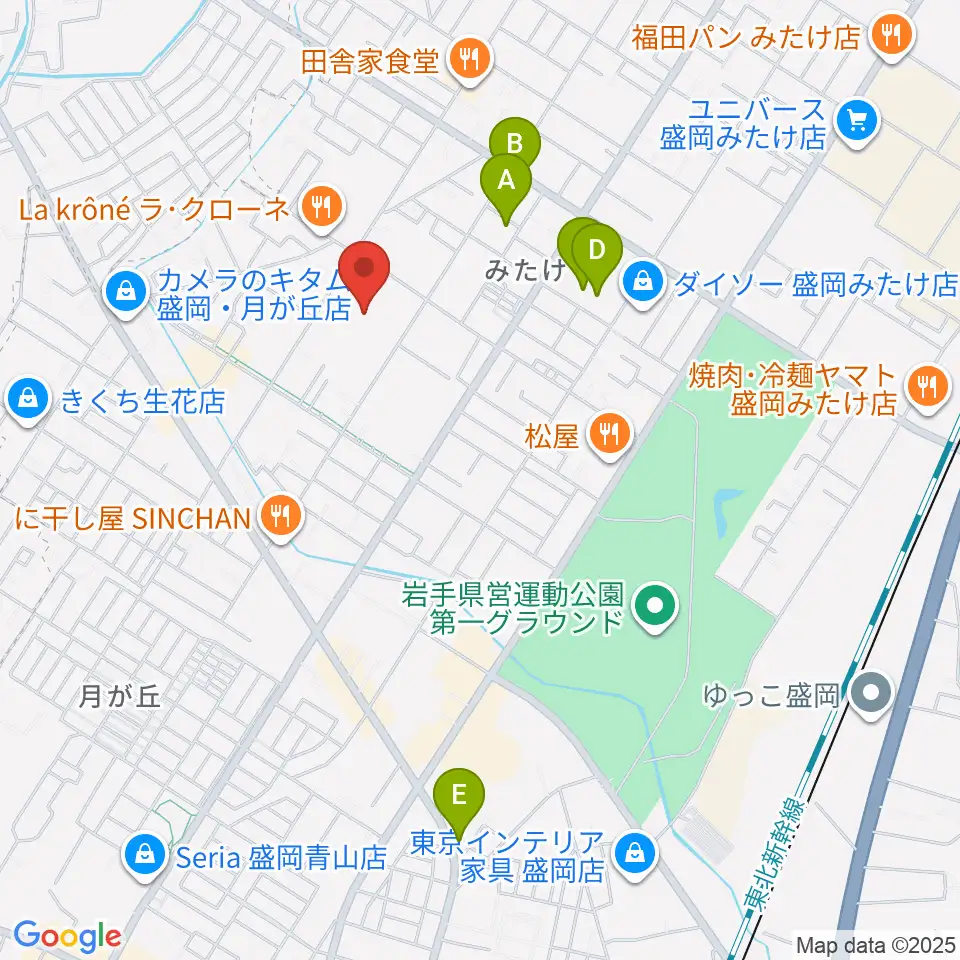 フジスイアイスリンクいわて周辺のカフェ一覧地図