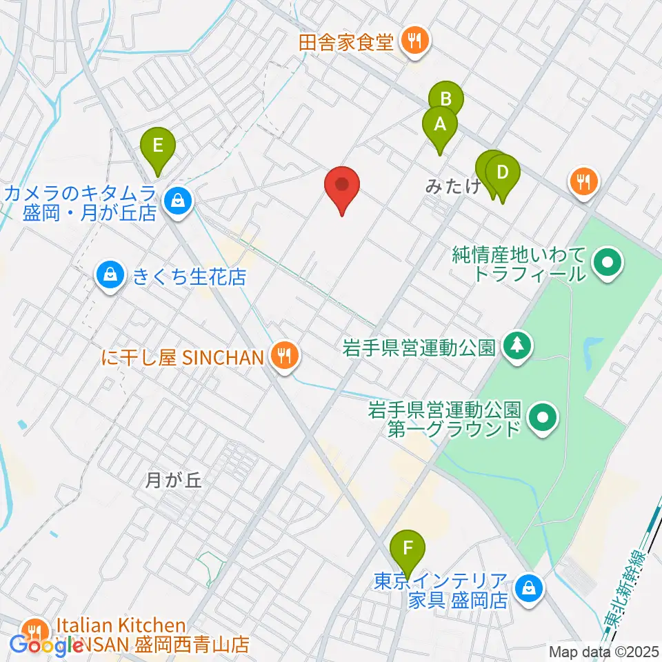 フジスイアイスリンクいわて周辺のカフェ一覧地図