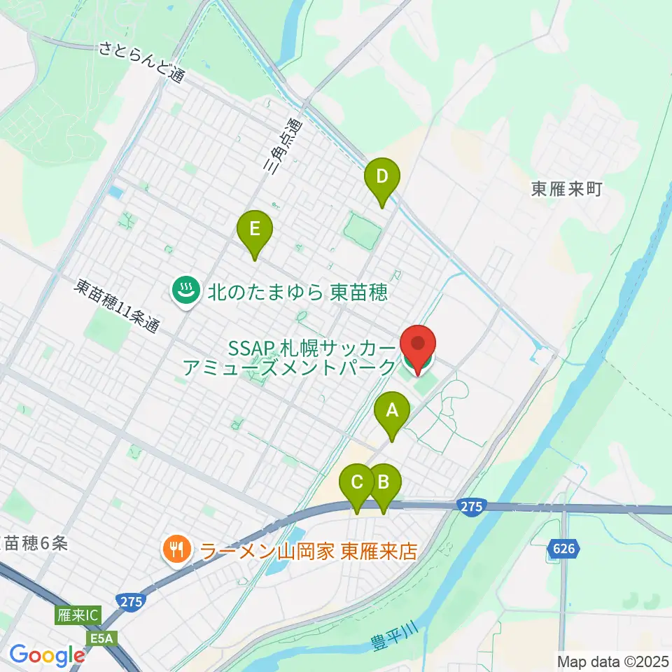 札幌サッカーアミューズメントパーク周辺のカフェ一覧地図