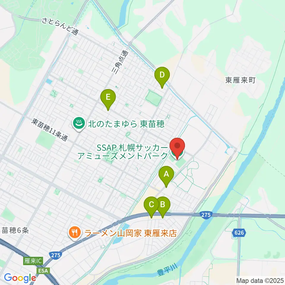 札幌サッカーアミューズメントパーク周辺のカフェ一覧地図