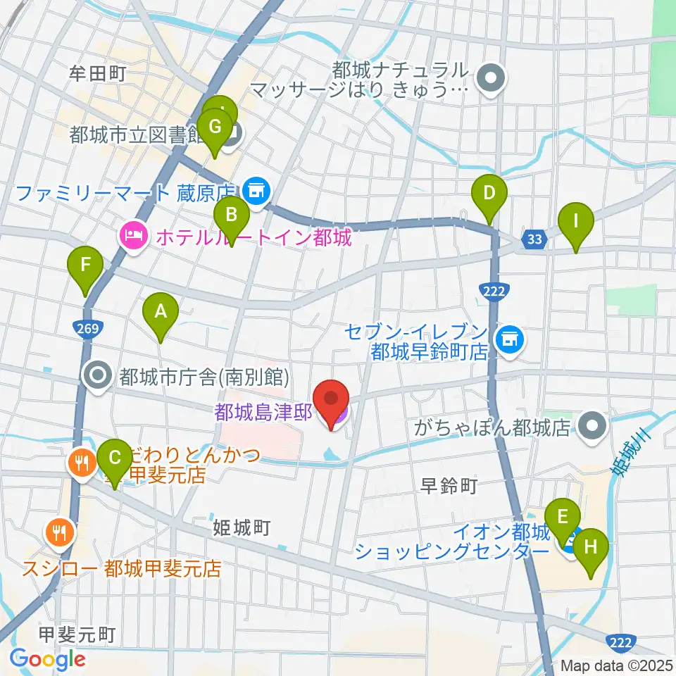 都城島津邸周辺のカフェ一覧地図