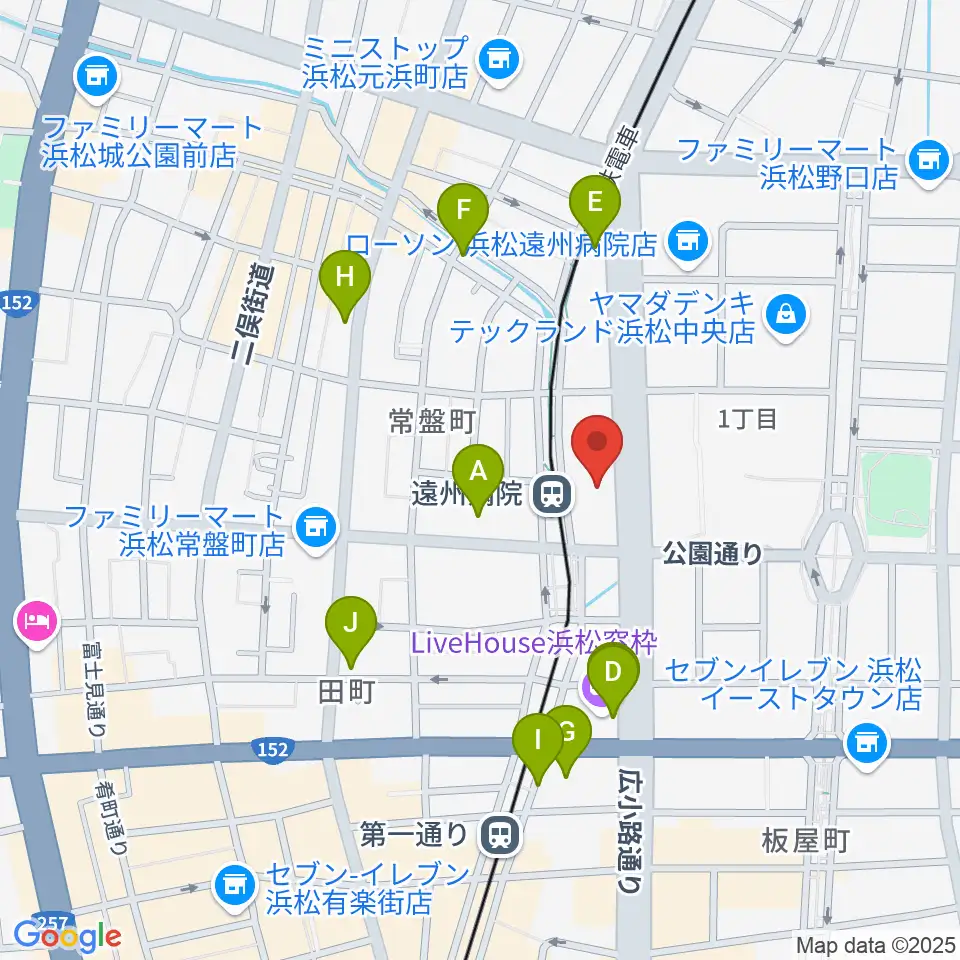 浜松文芸館周辺のカフェ一覧地図
