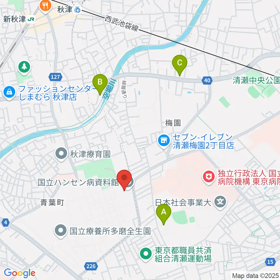 国立ハンセン病資料館周辺のカフェ一覧地図