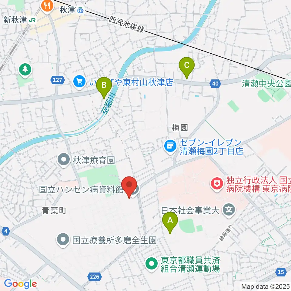 国立ハンセン病資料館周辺のカフェ一覧地図