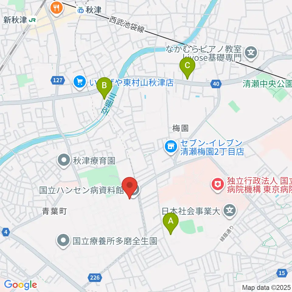 国立ハンセン病資料館周辺のカフェ一覧地図