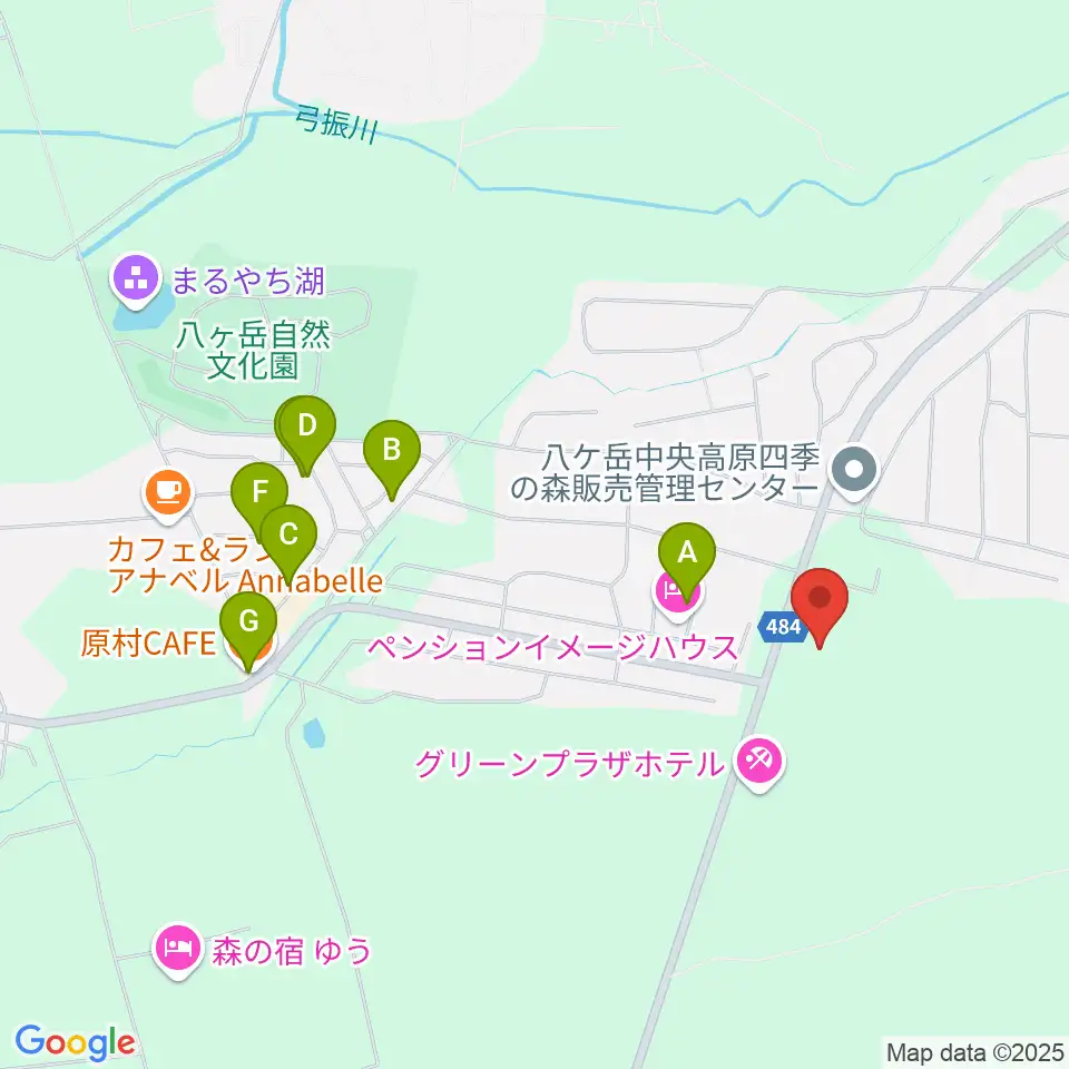 八ヶ岳美術館・原村歴史民俗資料館周辺のカフェ一覧地図