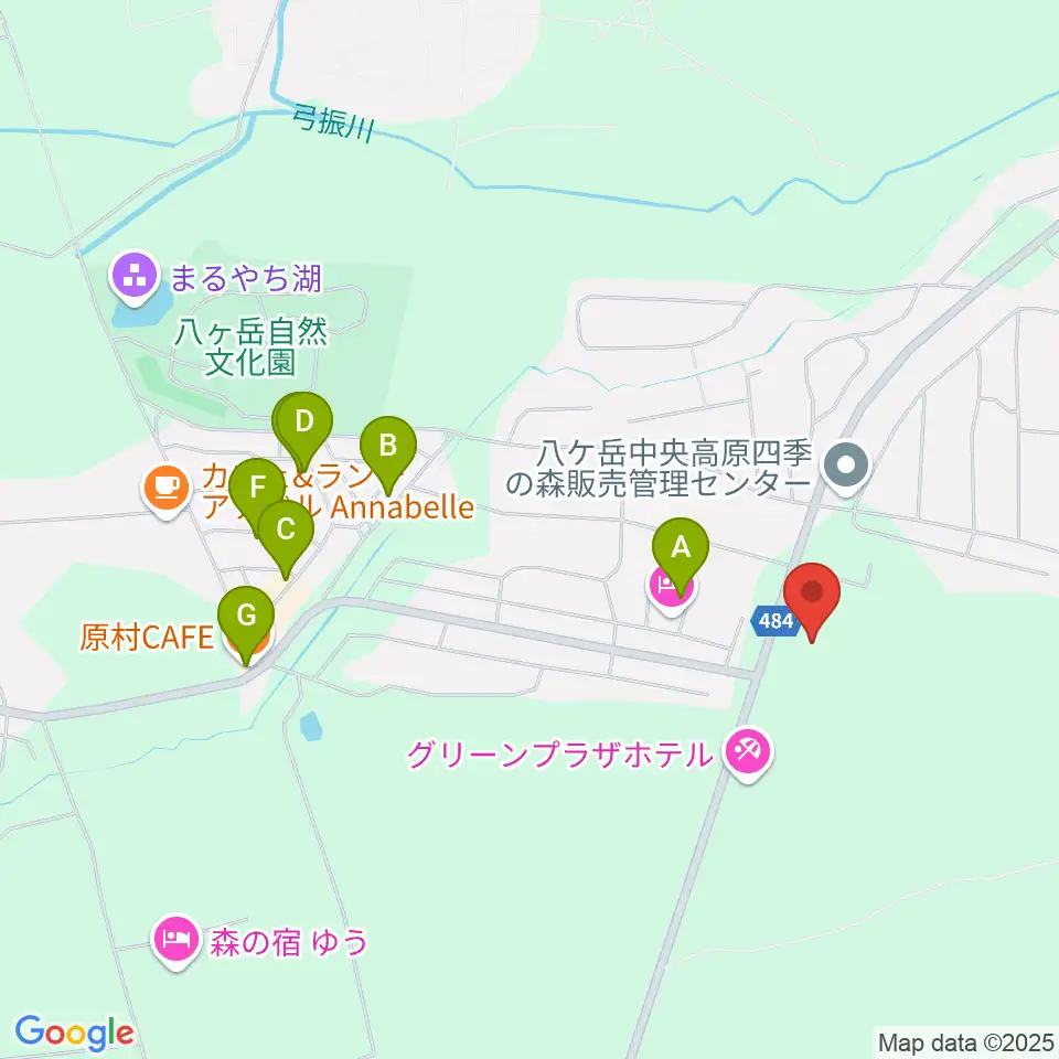 八ヶ岳美術館・原村歴史民俗資料館周辺のカフェ一覧地図