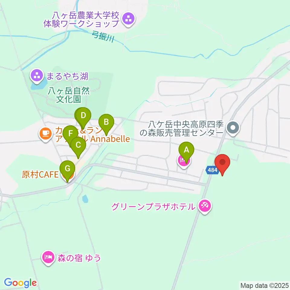 八ヶ岳美術館・原村歴史民俗資料館周辺のカフェ一覧地図