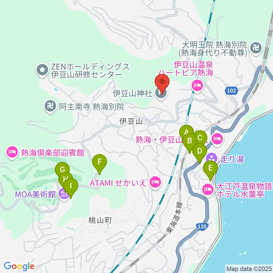 熱海市立伊豆山郷土資料館周辺のカフェ一覧地図