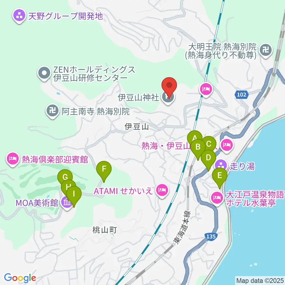 熱海市立伊豆山郷土資料館周辺のカフェ一覧地図