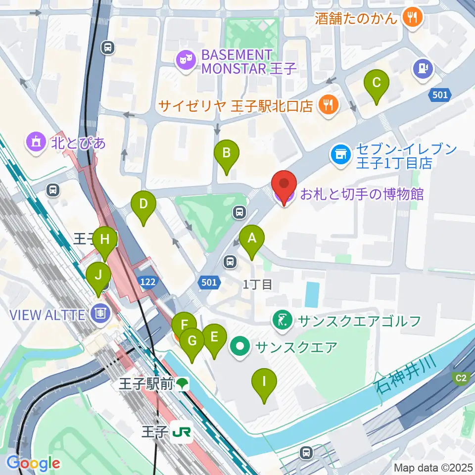 お札と切手の博物館周辺のカフェ一覧地図