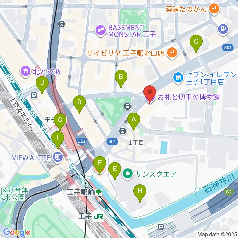 お札と切手の博物館周辺のカフェ一覧地図