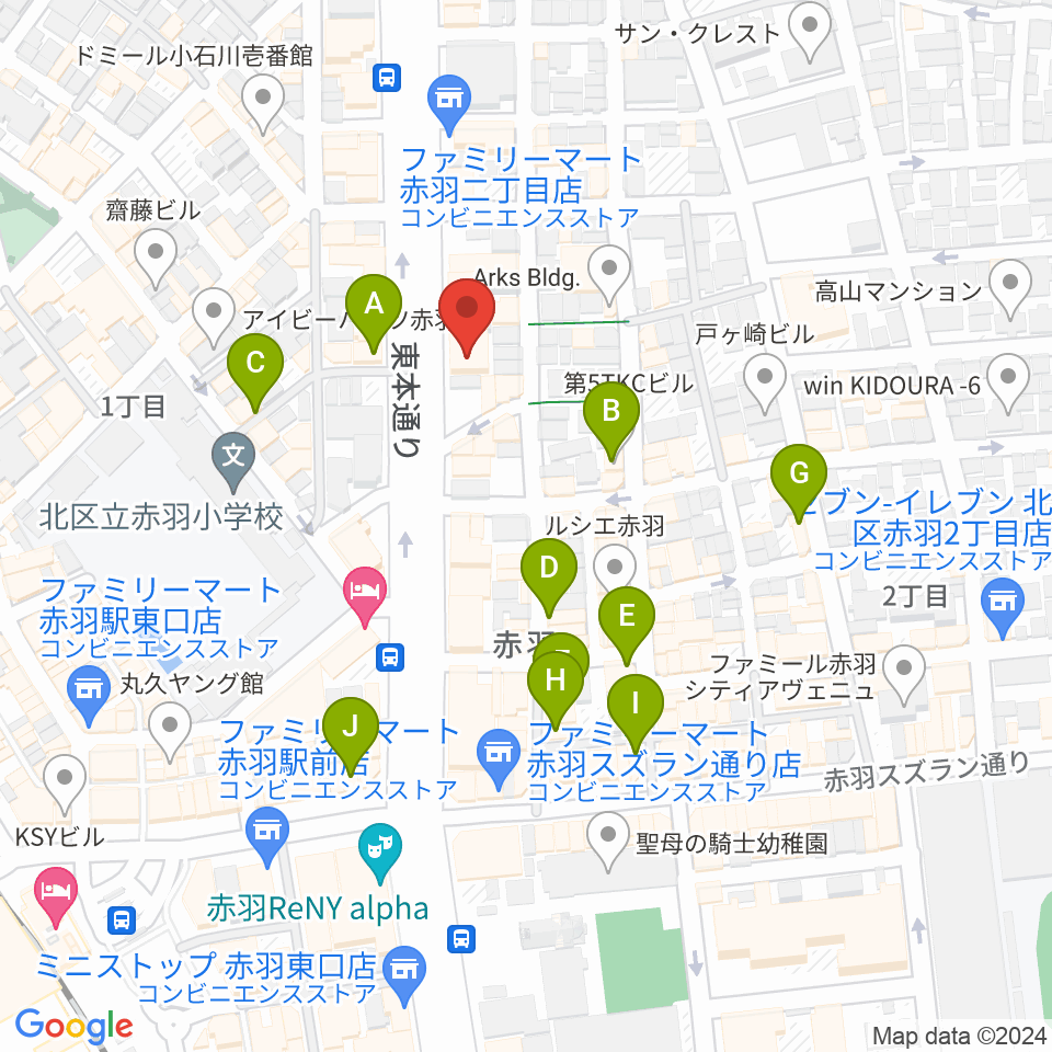 赤羽サウンドスタジオフェイス周辺のカフェ一覧地図