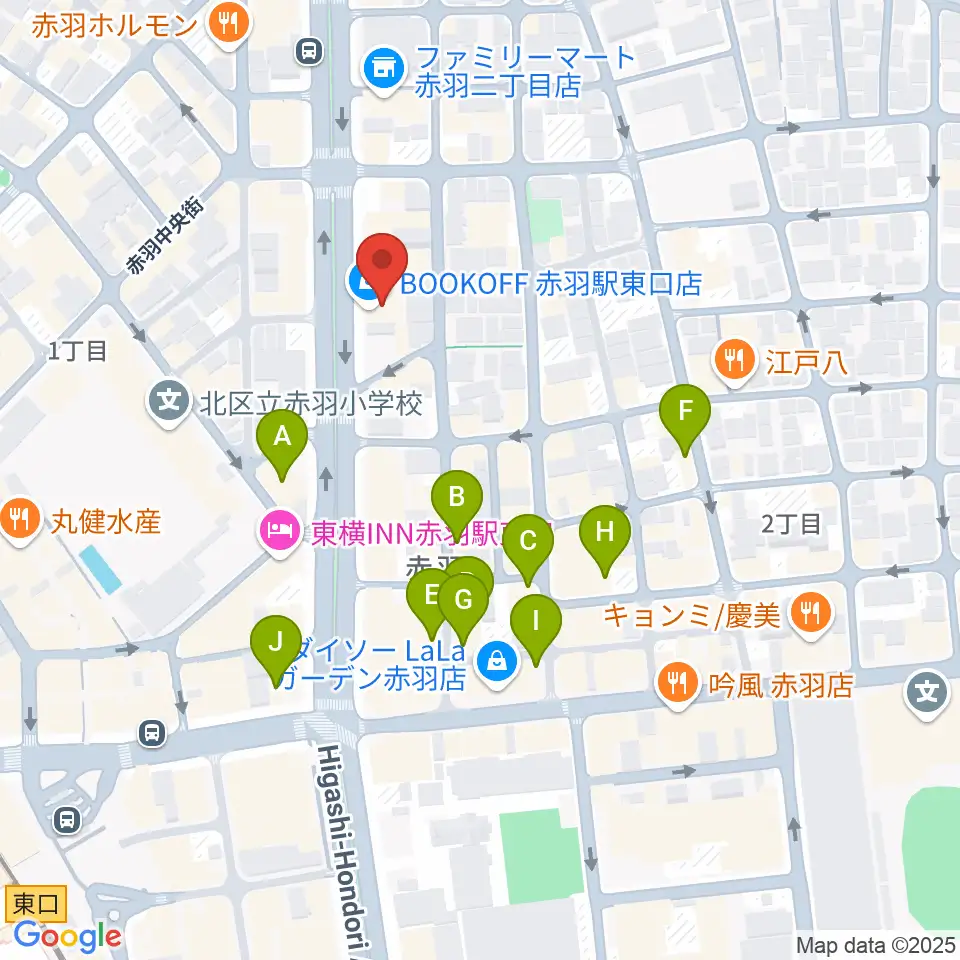 赤羽サウンドスタジオフェイス周辺のカフェ一覧地図