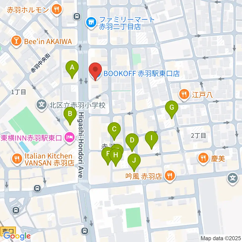 赤羽サウンドスタジオフェイス周辺のカフェ一覧地図